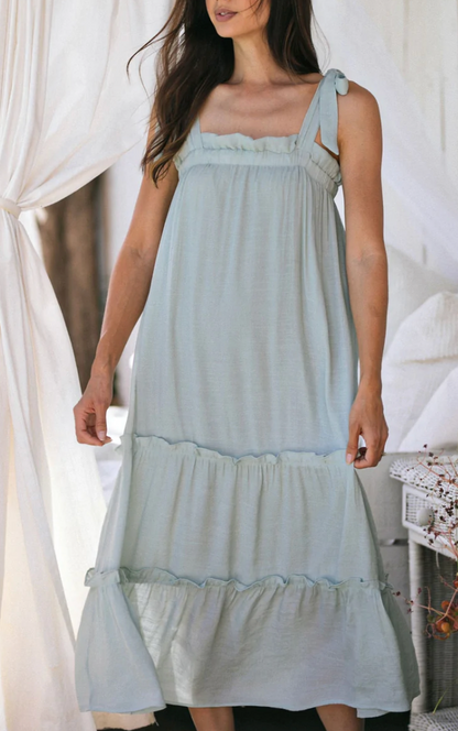 By the River Sage Tiered Dress (M)