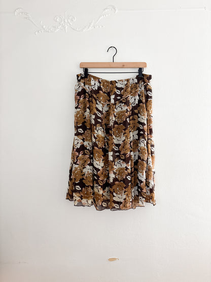 Brown Floral Skirt