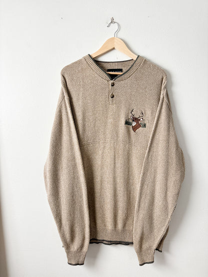 Vintage Stag Henley Sweater