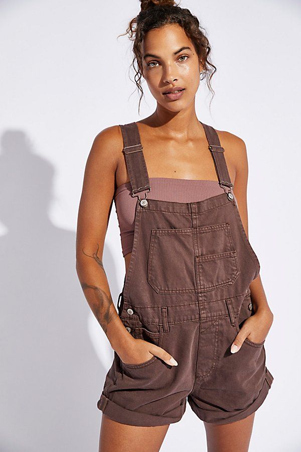Free People Brown Ziggy Overalls