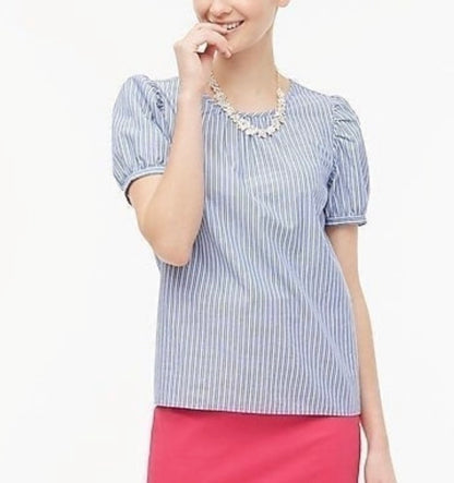 J Crew Striped Puff Sleeve Blouse (M)
