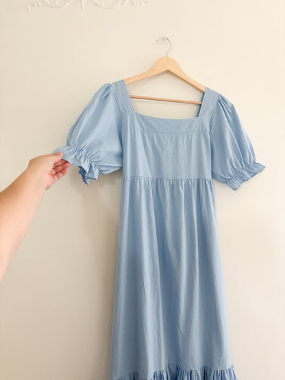 Blue Puff Sleeve Dress (S/M)