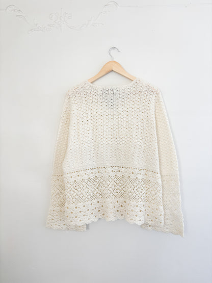 Vintage Cream Crochet Top (L)