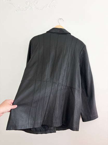 Vintage Black Leather Jacket (XXL)