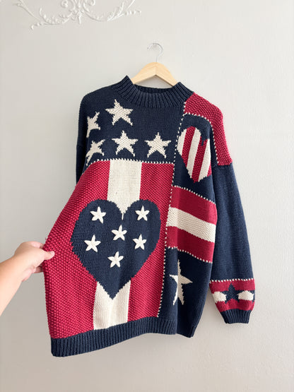 Vintage Hand Knit Patterned Sweater (XL)