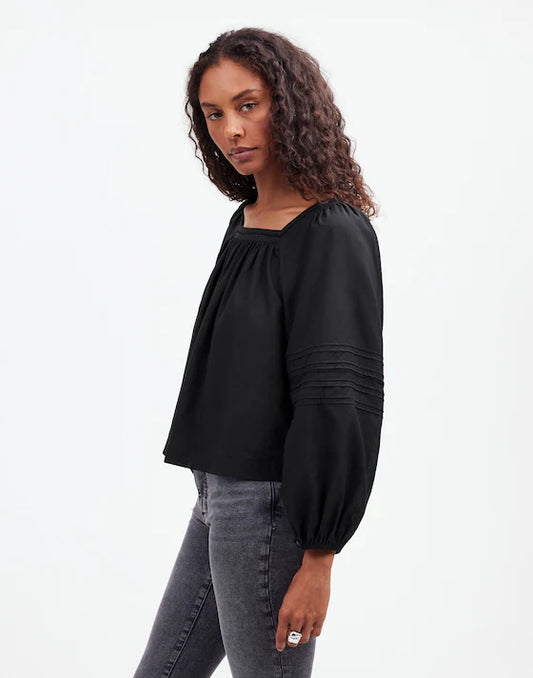 Madewell Black Square Neck Blouse (XL)