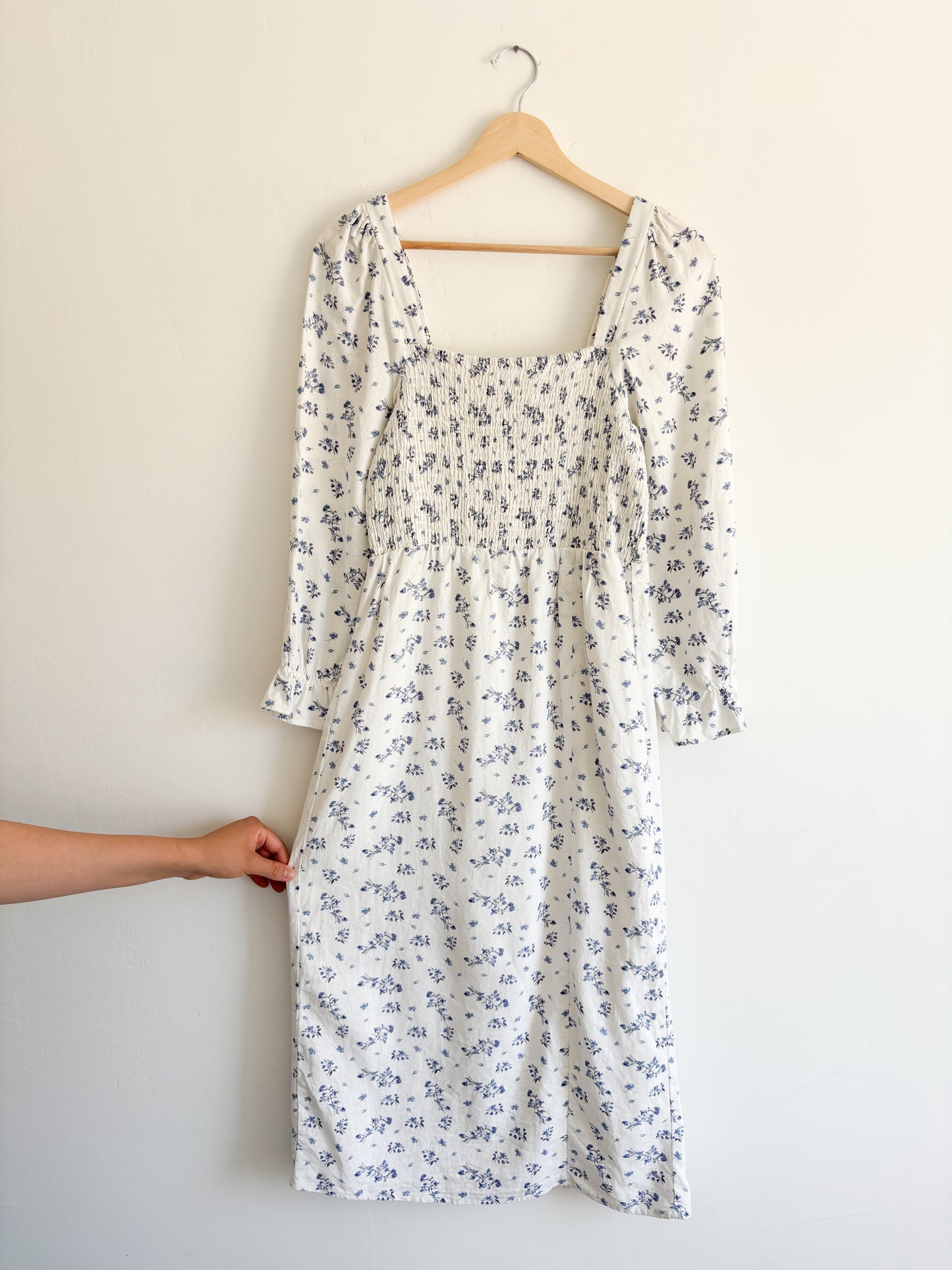 Blue Floral Smocked dress (S)