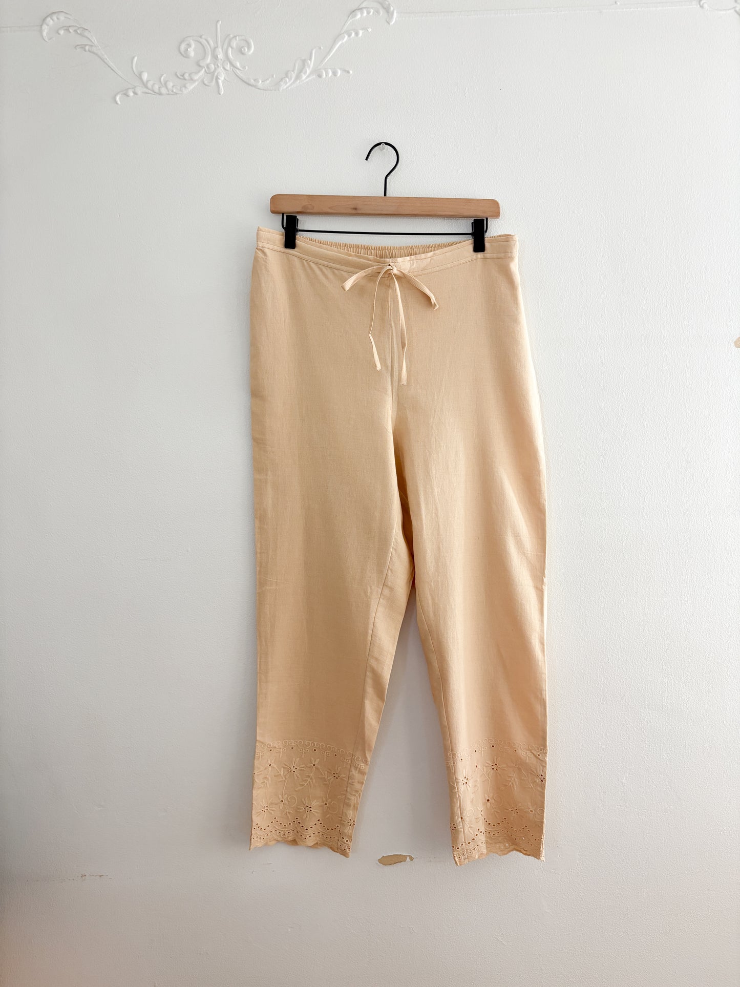 Yellow Cotton Blend Easy Pants (L)