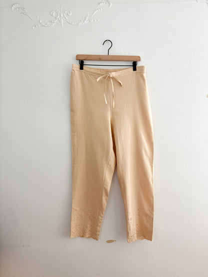 Yellow Cotton Blend Easy Pants (L)
