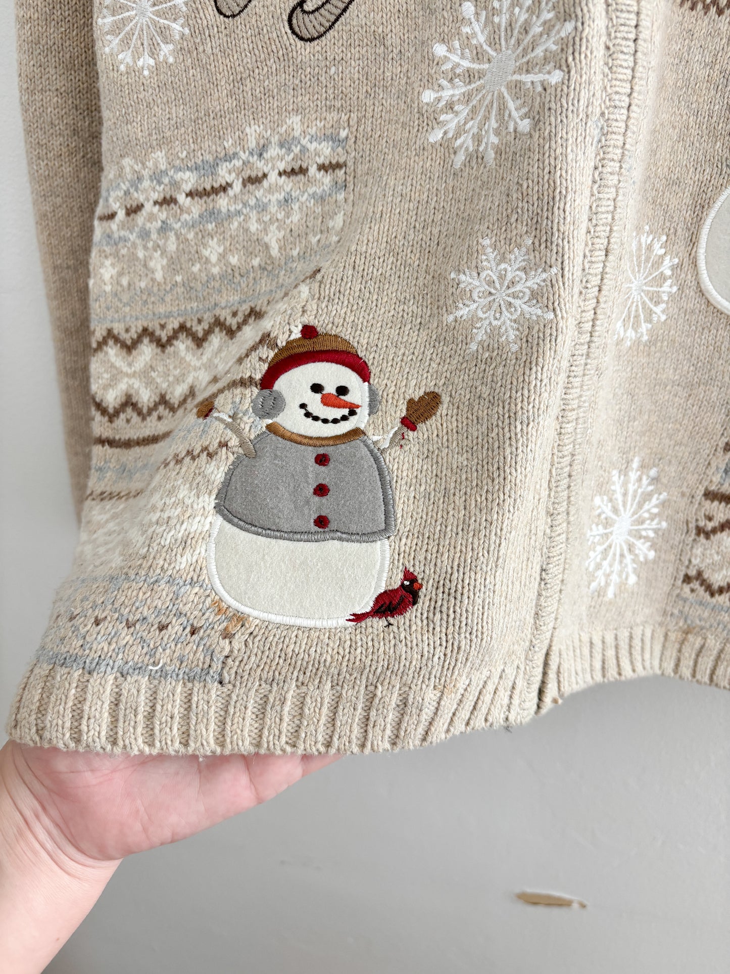 Vintage Croft & Barrow Snowman Cardigan (XL)