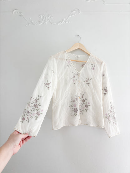 Vintage J Jill Sheer Floral Button Up (S)