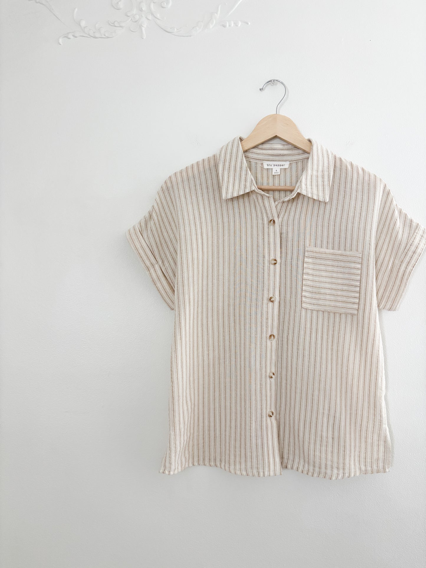 Blu Pepper Striped Button Up (S)