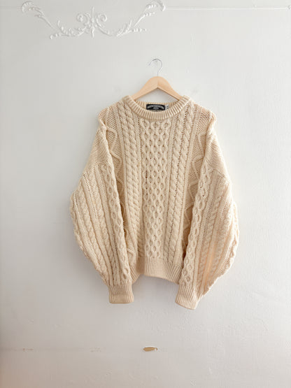Vintage Cableknit Wool Sweater (XL)