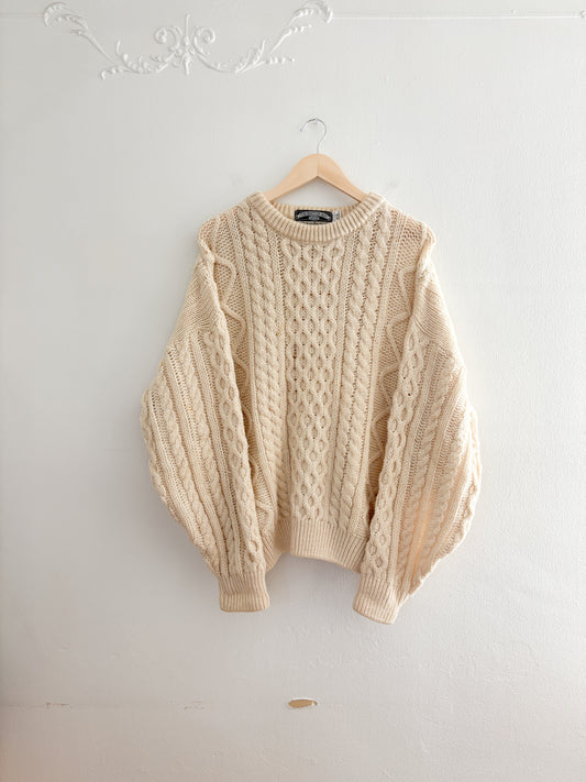 Vintage Cableknit Wool Sweater (XL)
