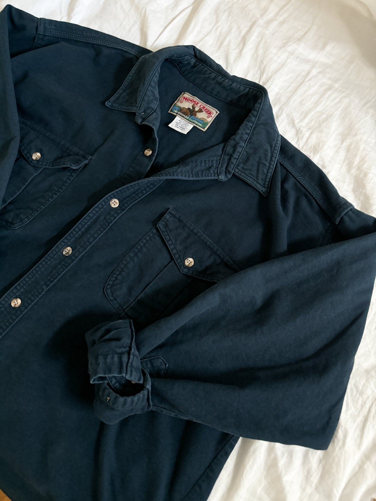 Vintage Navy Button Down Shirt (XXL)