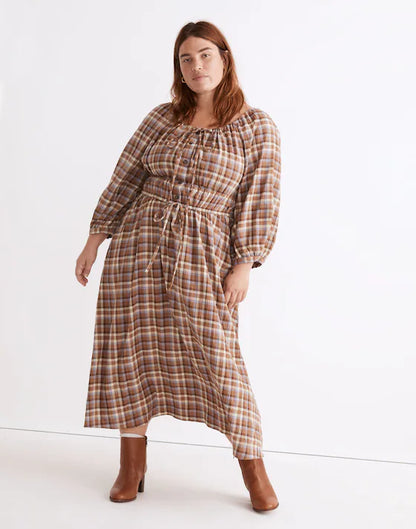 Madewell Brown Plaid Dress (L)