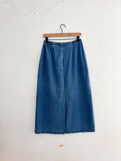 Vintage Floral Embroidered Denim Skirt (27/28”)