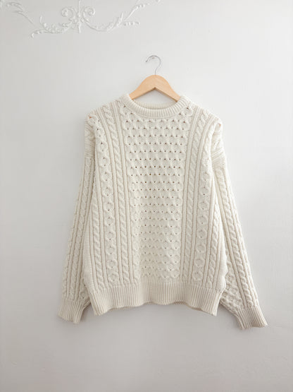 Vintage Cable Knit Sweater (L)