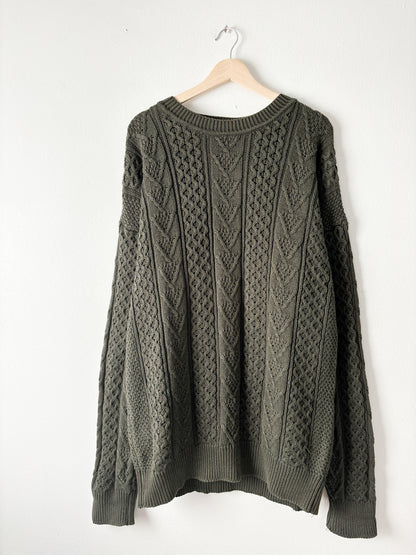 Vintage Olive Cableknit Sweater