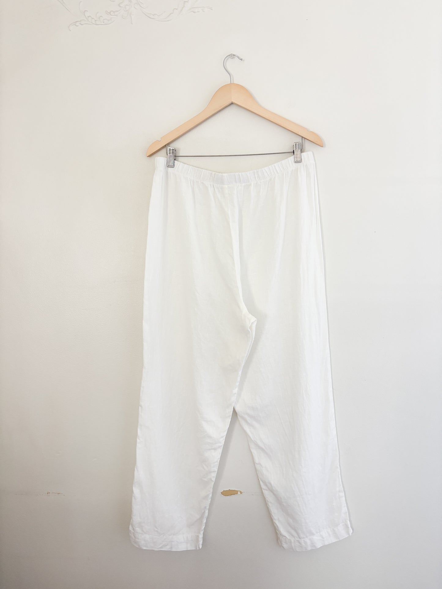 Vintage Hot Cotton White Linen Easy Pants (L/XL)