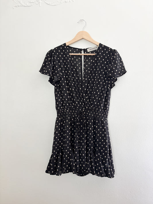 Black Patterned Flowy Romper (S)