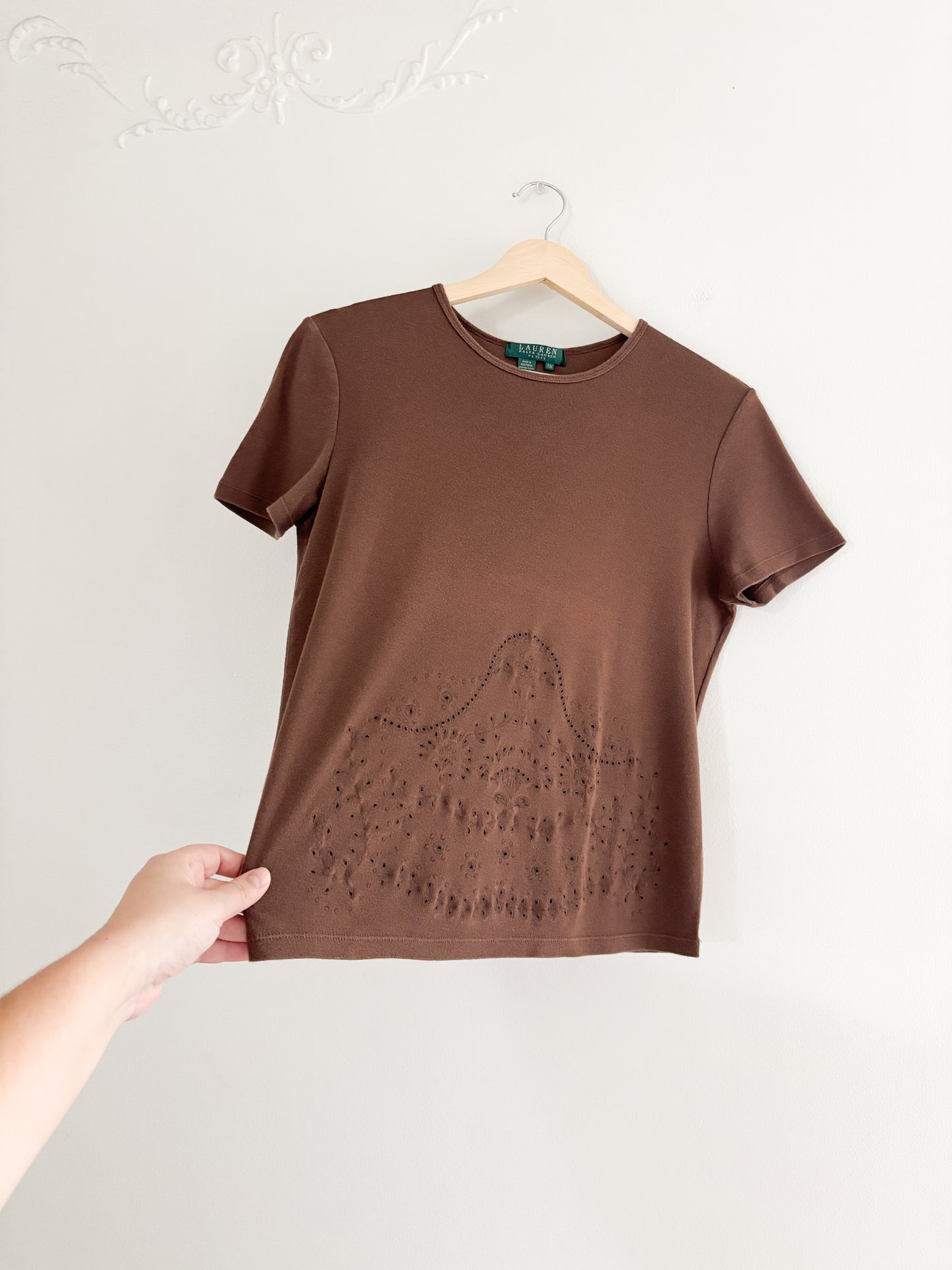 Vintage Ralph Lauren Brown Eyelet Tee (M)
