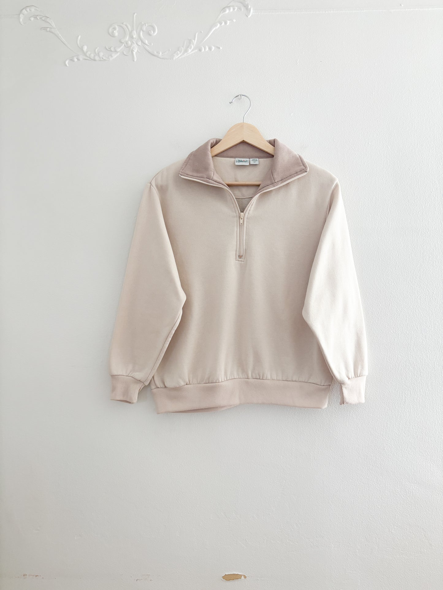 Vintage Neutral Quarter Zip Sweater (S)