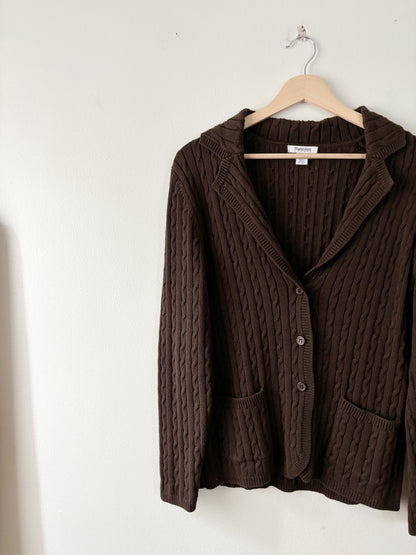 Vintage Brown cable knit cardigan