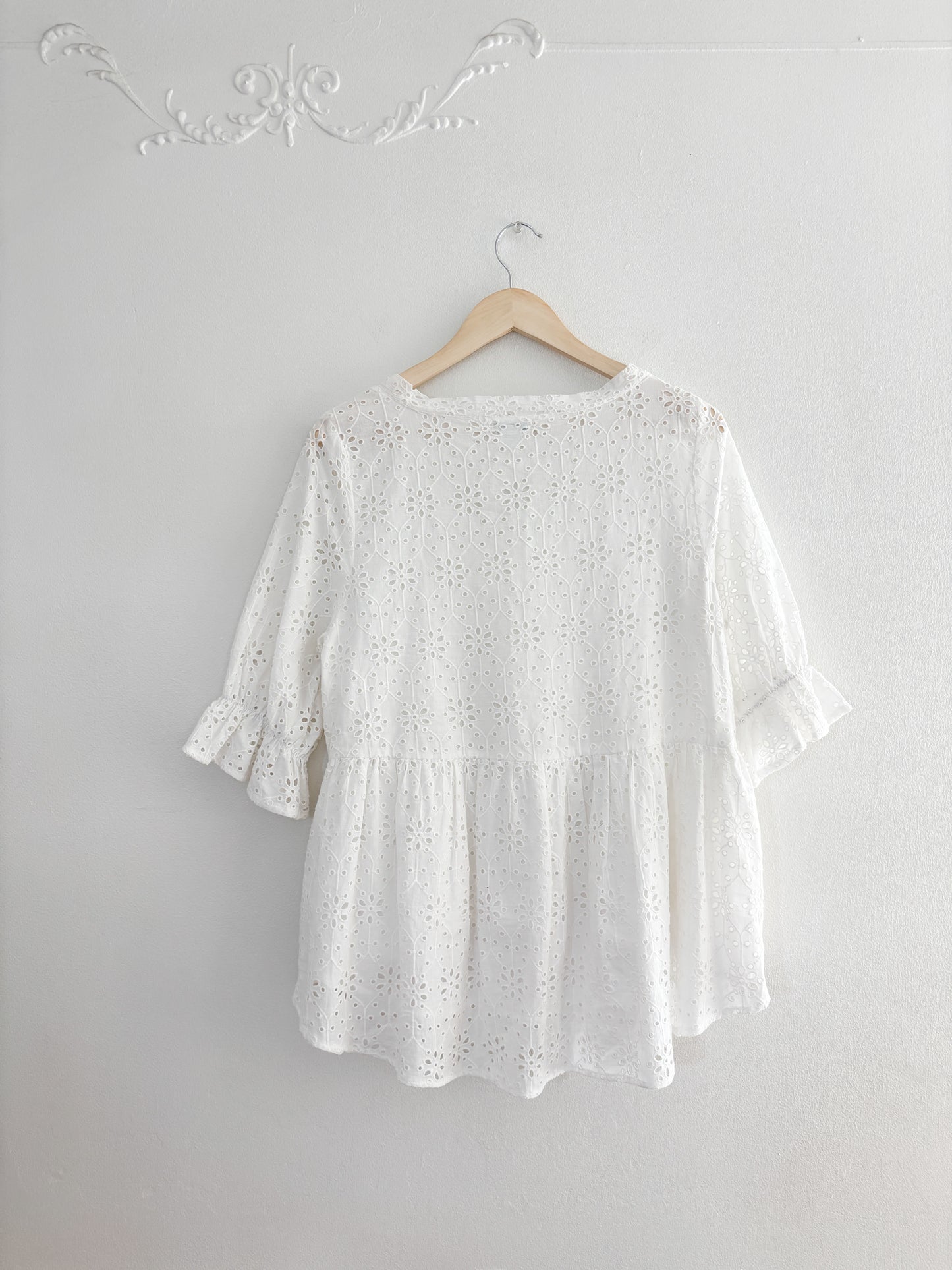 Sundance Eyelet Puff Sleeve Blouse (M)