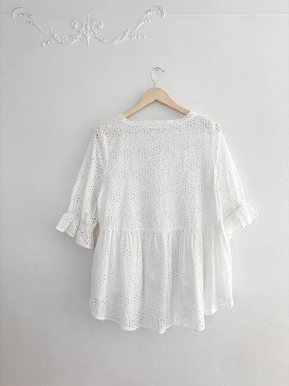 Sundance Eyelet Puff Sleeve Blouse (M)