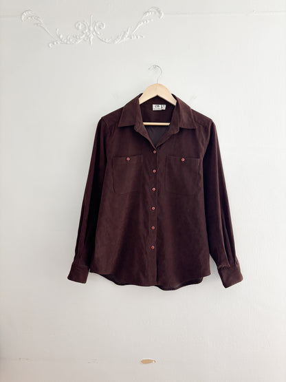 Vintage Brown Faux Suede Button Up (10)