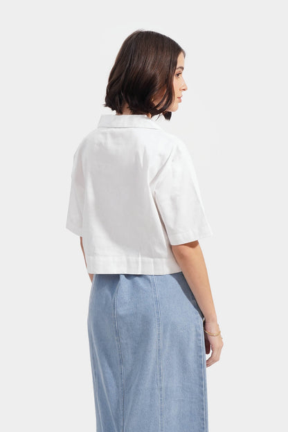 For Me White Cropped Top (M)