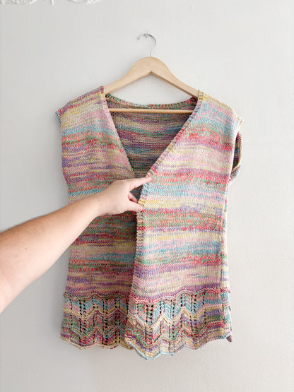 Handmade Colorful Knit Vest (S/M)