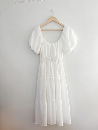 ASTR The Label White Puff Sleeve Dress (XS/S)