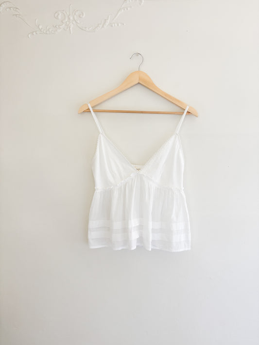 NWT White Babydoll Tank Top (M)
