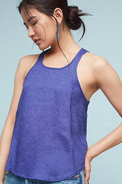 Maeve White Linen Tank Top (S)