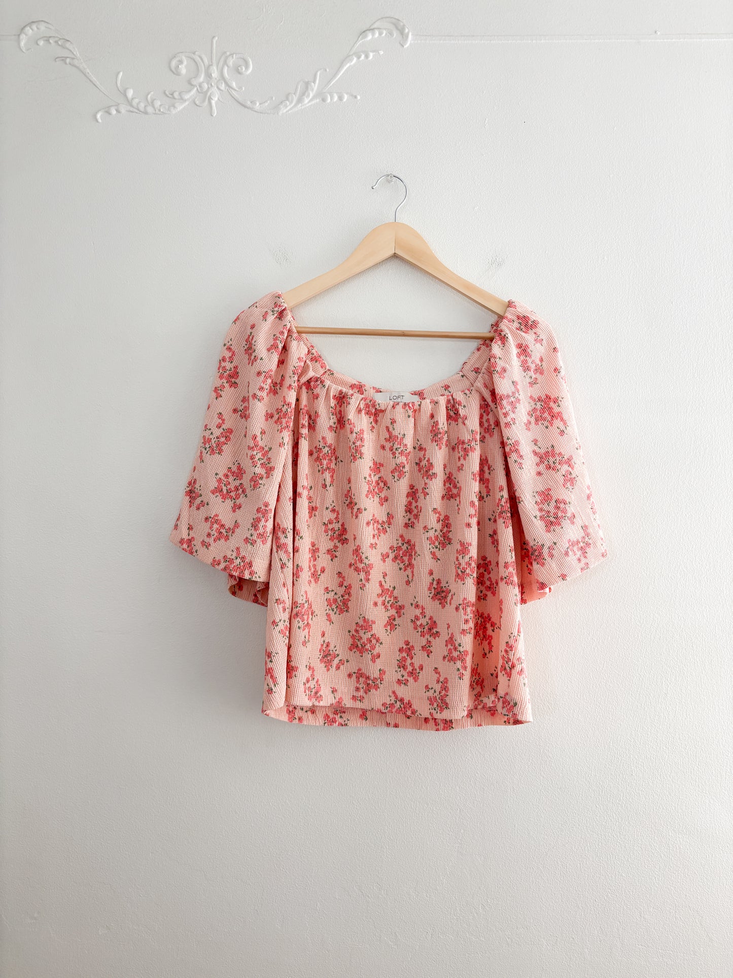 NWT Loft Pink Floral Blouse (L)