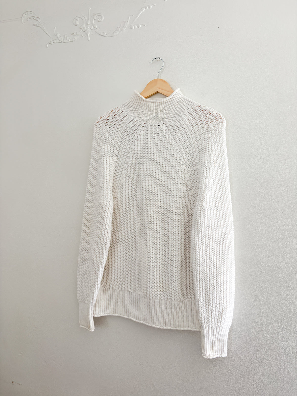 J Crew White Relaxed Rollneck Sweater (S)