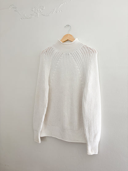 J Crew White Relaxed Rollneck Sweater (S)