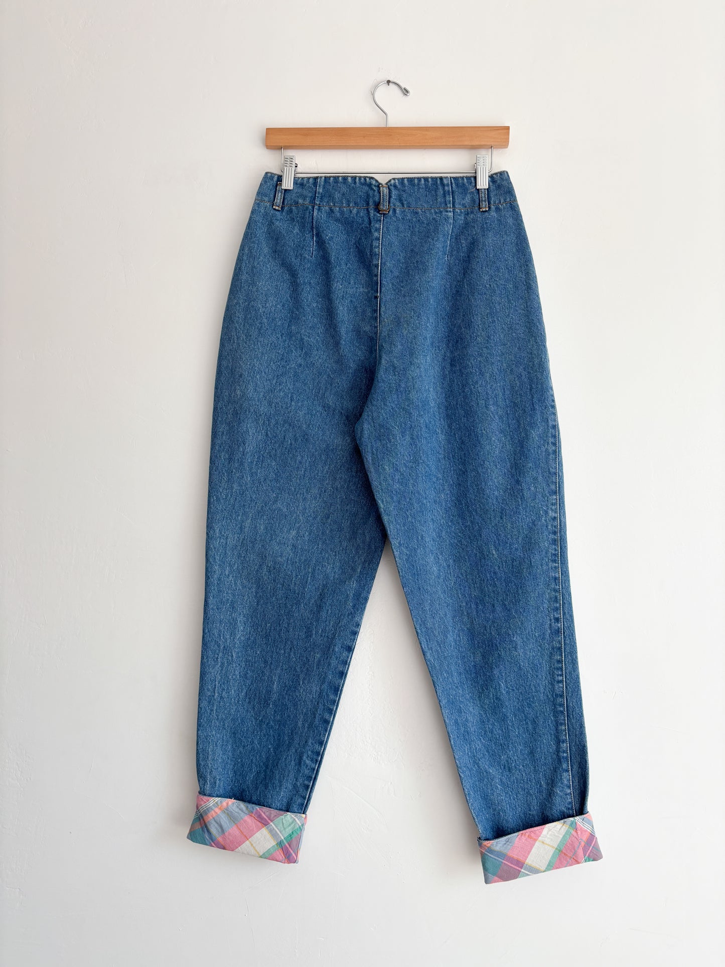 Vintage Plaid Denim Jeans (27/28”)