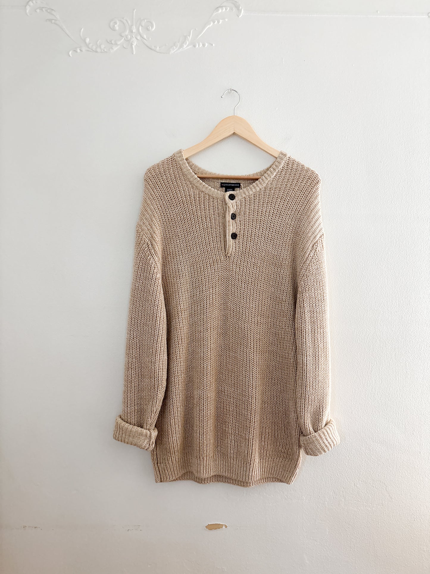 Vintage Neutral Henley Sweater (M)