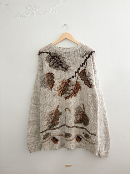 Vintage Leaf Knit Sweater (XL)