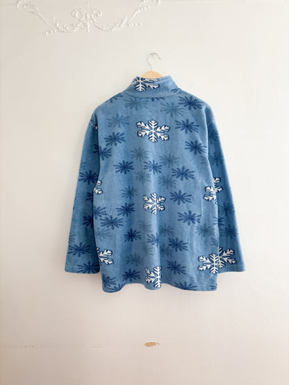 Vintage Blue Snowflake Fleece Quarter Zip (XXL)