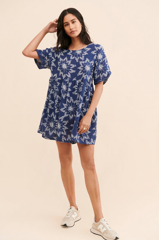 Free People Blue Floral Mini Dress
