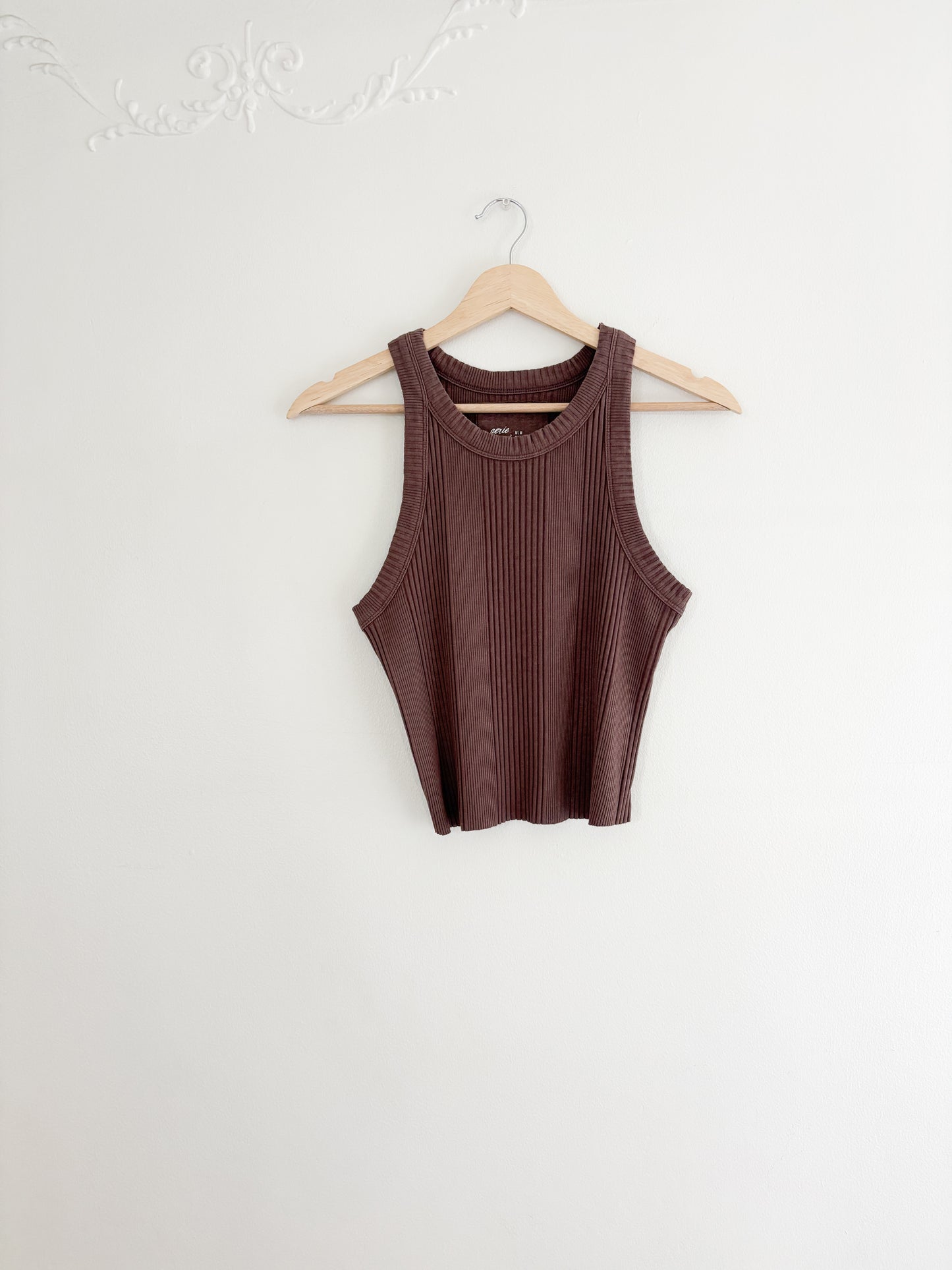 Aerie Brown Ribbed Tank (M)