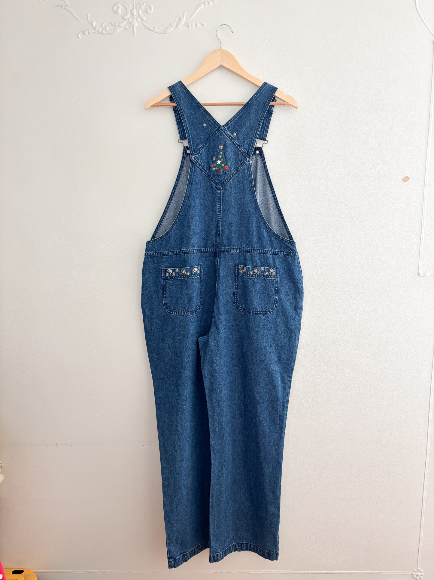 Vintage Holiday Denim Overalls (L)