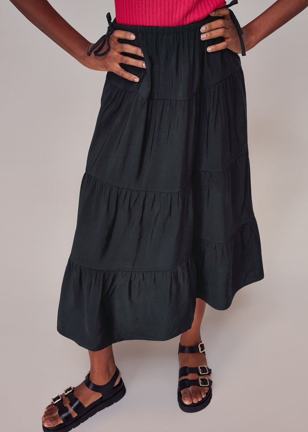 Whistles Black Tie Side Tiered Skirt (8)