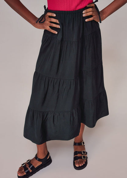 Whistles Black Tie Side Tiered Skirt (8)