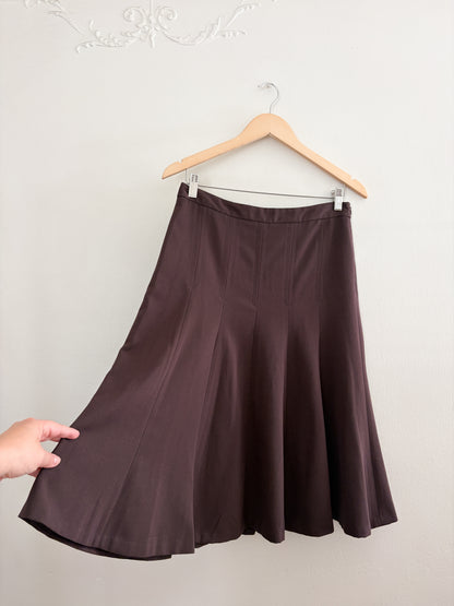 Vintage Brown Pleated Midi Skirt (28”)
