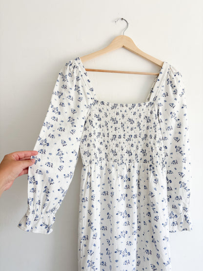 Blue Floral Smocked dress (S)